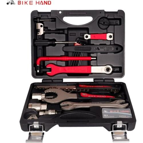 BIKEHAND 18 in 1 Bicycle Service Tool Kit for BB Bottom Bracket Crank Freewheel Hub Pedal Spoke Chain Tools Tube Repair YC-728