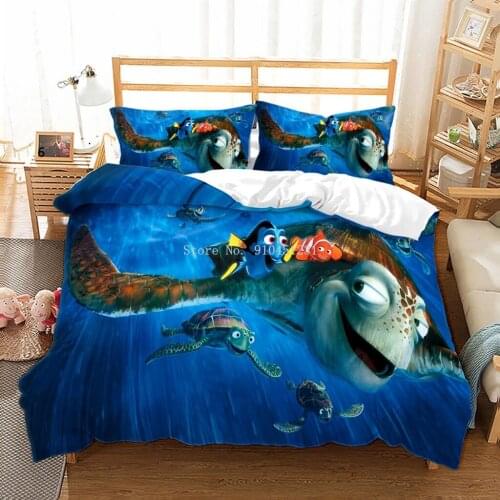 Cartoon Disney Finding Nemo Dory Bedding Sets Children Kids Duvet Cover Pillowcase Queen King Size Bed Set