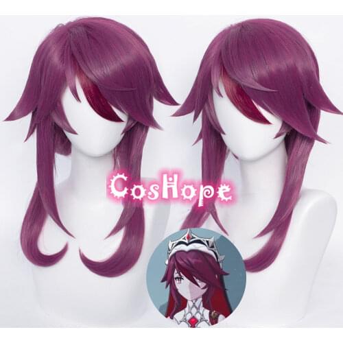 Genshin Impact Rosaria Cosplay Women 55cm Long Rose Red Wig Cosplay Anime Cosplay Wigs Heat Resistant Synthetic Wigs Halloween