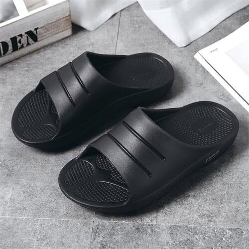 2021 Men Fashion Beach Slippers Summer Home Simple Couple Flip Flops Outdoor Bathroom Non-Slip Solid Shoes Chanclas Hombre