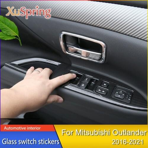 For Mitsubishi Outlander 2016 2017 2018 2019 2020 2021 Glass Switch Lifting Armrest Panel Stainless Steel Decorative Frame Patch