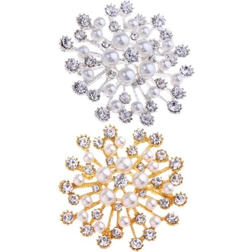 Sparkling Rhinestone Pearl Brooch Pin Badge Bridal Wedding Jewelry
