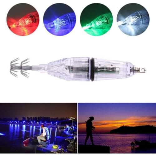 LED Underwater Night Luminous Fishing Float Composite Material Fish Light with Hooks Waterproof Flashing Fishing Floats