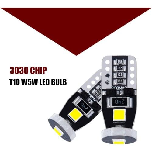 T10 Led Lamps W5W 3030 Chips 12V Led Bulbs Signal Lamp Dome Reading License Plate Light Car Interior Lights Auto Lamp 6000K 2PCS