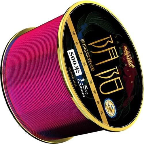 Hot Sale Japanese Fishing Line 500M Nylon Fishing Line Double Color Invisible Fishing Thread Super Strong Monofilament Fish Line