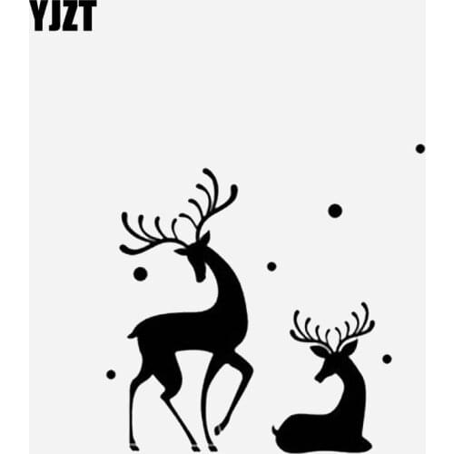 YJTZ 15.6CM*14.9CM Creative And Elegant Elk For Christmas Car Sticker Vinyl Decal Black/Silver C23-0010
