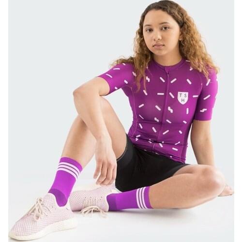 Womens fashion road bike sweatshirt 2022 classic blue black Summer short sleeve Jersey and bib shorts cycling Jersey sets