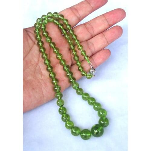 Free Shipping Natural Peridot Round Beads Necklace Women Jewelry Accessories Weddings Parties Birthday Gift