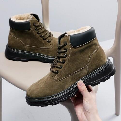 Winter Warm Plush Ankle Boot Women Fashion Ladies Snow Boots Platform Heel Boots Women Non-slip Cow Suede Boots Chaussures Femme