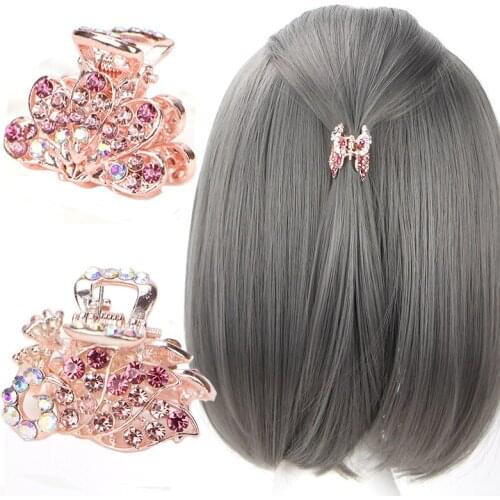 1PC Korean Alloy Rhinestone Trumpet Women Hair Grips Fashion Wild Joker Top clamp Hair Accessories HeadWear
