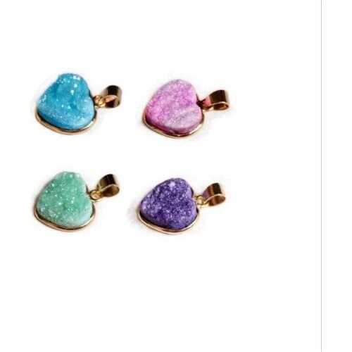 1pcs Natural Crystal Tooth Stone Single Hanger Heart Lovely Pendant DIY Beading Bracelet Necklace Accessories Material Wholesale