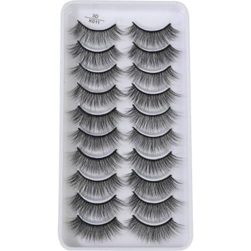 10 Pairs 3D Soft Mink Hair False Eyelashes Handmade Wispy Fluffy Long Lashes Natural Eye Makeup Tools