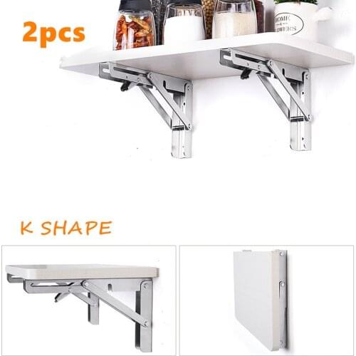2PCS,10 Inch to 16 Inch Cheap Heavy Duty Stainless Steel Folding Desk Table Wall Mount Movable Hanging Angle Shelf Brackets