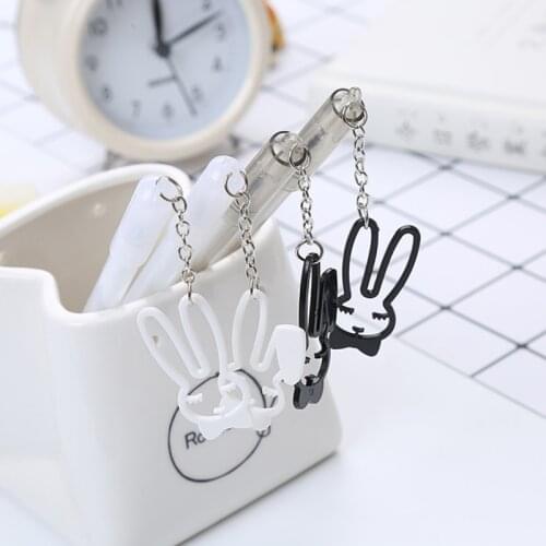 4pc Kawaii Rabbit Pendant Gel Pen Creative Learning Stationery Office School Supplies Signature Pen Student Exam Black Pen