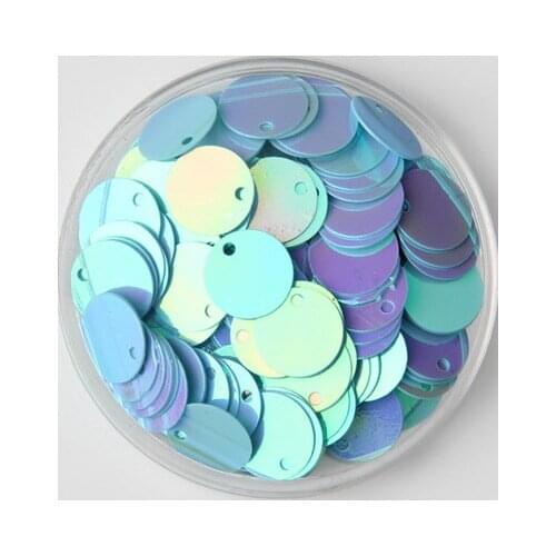 50g 8mm Light Blue AB Flat Round Sequins For Craft PVC DIY Garment Sewing Wedding Accessories With 1 Side Hole