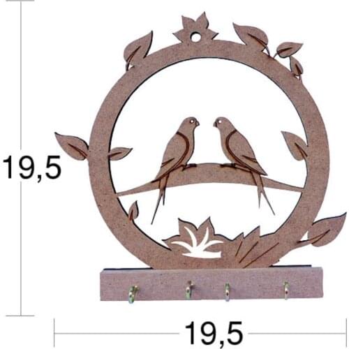 A037 Bird Keychain, Dyeable Raw Wood Mdf Key Chain