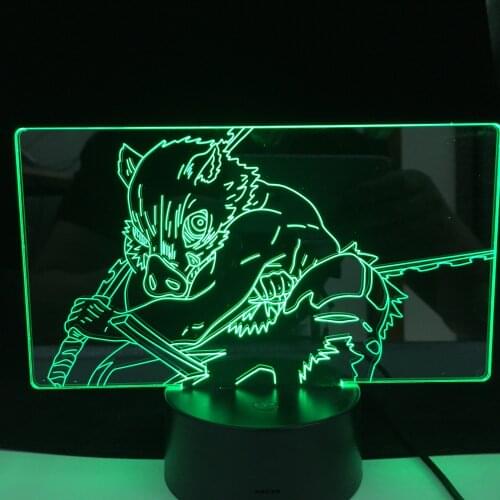 Inosuke Hashibira Anime Lamp Demon Slayer: Kimetsu No Yaiba Anime Lamp Home Decor Night 3D Nightlights 16 Colors For Bedroom