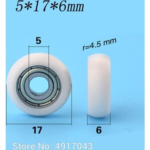 Free shipping 10PCS 5*17*6 minisize flat type roller wheel roller bearing pom pulley roller