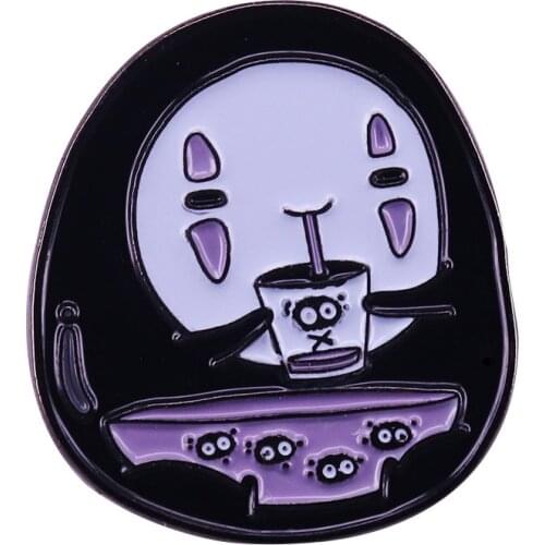 Drinking Boba Soot Sprite Tea No Face Brooch Having A Bottle of bubble tea, your life will be nicer Badge Accessory