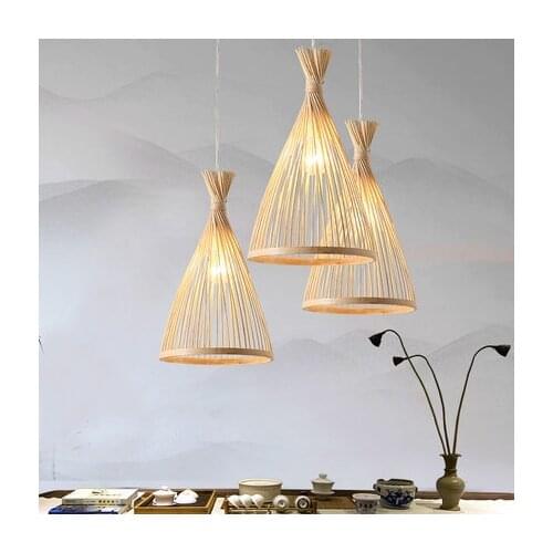 Wood Pendant Light Modern Bamboo Dinner Light Loft Nordic Hanging Lamp Kitchen Pendant Lamp Design Bedroom Dining Room Light E27