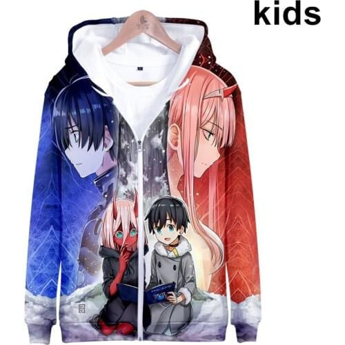 2 To 14 Years Kids Hoodies Anime DARLING in the FRANXX 3D Hoodie Sweatshirt Boys Girls Long Sleeve Jacket Coat Teen Clothes