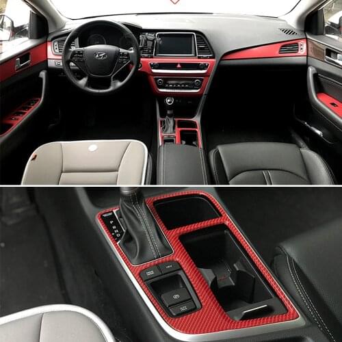 For Hyundai sonata 9 2018-2019 Interior Central Control Panel Door Handle 3 Carbon Fiber Stickers Decals Car styling Accessorie
