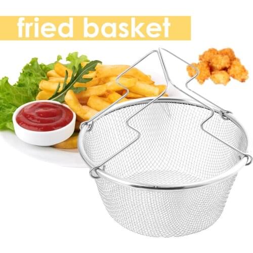 French Fries Kitchen Strainer Basket Stainless Steel Food Strainer Round Mesh Sifter Cookware Kitchen Colander Sieve Fry Basket