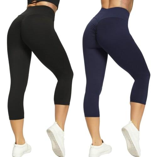 High Waist Scrunch Leggings Sport Women Crop Yoga Pants Elastic Stripe Capris Gym Workout Leggings Girls Fitness Running Tights