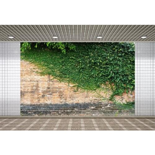 Lyavshi Brick Wall Green Climber Plant Photographic Background Vinyl Backdrop Photo Studio for Photo Shoot Portrait Photobooth