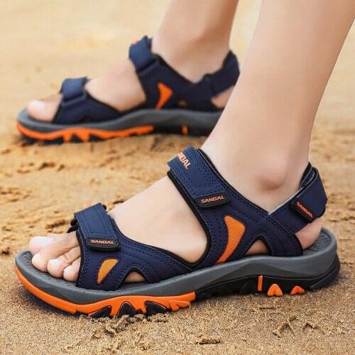 2021 Summer Mens Trendy Fashion Luxury Sandals Outdoor Leather Breathable Handmade Beach Simple Design Shoes Big Size
