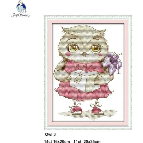 Owl Patterns Counted Cross Stitch kits DIY Handmade Printed Cloth 14CT and 11CT For Embroidery Needlework Cross-stitching Crafts