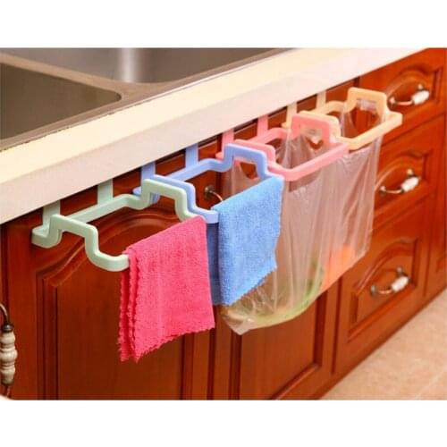 New Eco-friendly Kitchen Organizer Towel Rack Door Back Hanging Style Cabinet Stand Trash Bags Support Holder