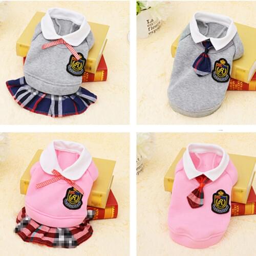 School Style Pet Dog Clothes Cat Chihuahua Clothing Dress Pugs Puppy Coat Outfit For Small Dog Clothes Roupa Para Cachorro 4S1