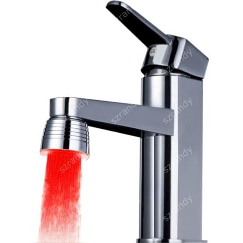 Single Handle Wall Mounted LED Kitchen Shower Mixer with single Red color type with adatpers