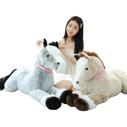 90/120cm Simulation Horse Plush Toys Cute Staffed Animal Zebra Doll Soft Realistic Horse Toy Kids Birthday Gift Home Decoration