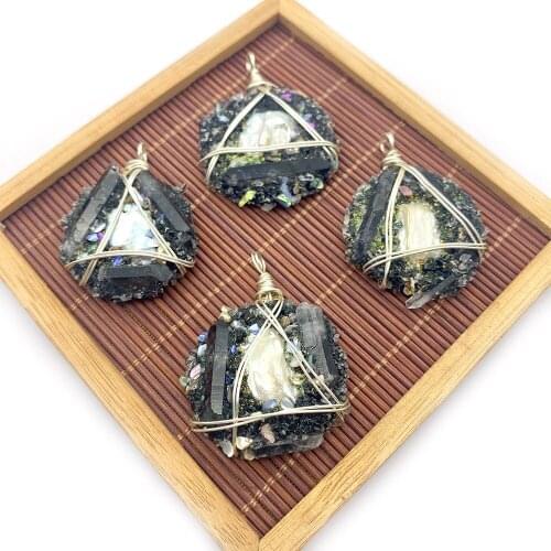 Natural Baroque Freshwater Pearl Pendant Copper Wire Wrapped Pearl Used in Jewelry Making DIY Necklace Accessories