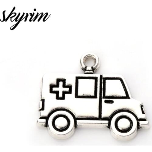 Skyrim Zinc Alloy Ambulance Medical Charm Pendants For Necklace&Bracelets Making DIY Jewelry Accessories Handmade Crafts 10pcs
