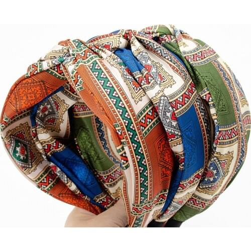 Ethnic Style Bohemia Crossed Headband Headwear Fashion National Print Fabric Hair Band Women Hair Accessories Turban Wholesale