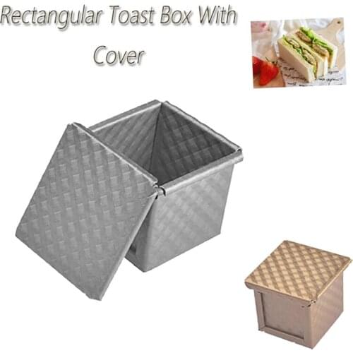 1 Pcs Rectangular Toast Box Mold Bread Mold Loaf Pan Carbon Steel Non-stick Bellows with Cover Eco-Friendly Baking Tools for Ca