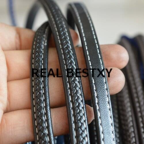 REAL BESTXY 5m/lot 8*5mm black braided leather cords sewing leather straps stitched leather strings leather bracelets material