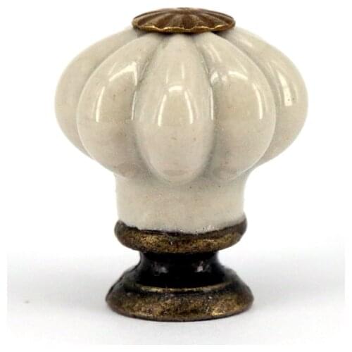 12pcs Vintage Rural Pumpkin shaped Ceramic Bronze DIY Door Drawer Handles Cabinet Cupboard Knobs Pull 23mm*28mm