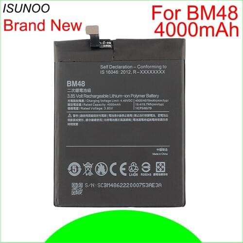 ISUNOO 10pcs/lot 4000mAh BM48 Battery Replacement For Xiaomi Mi Note 2 Battery