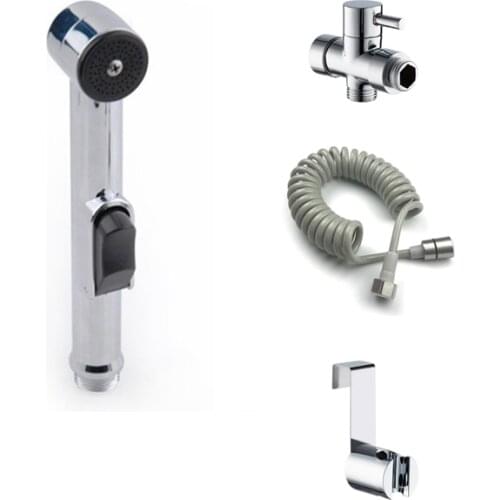 1 Set ABS Bidet Shattaf Douche Spray Chrome Hygienic Muslim Toilet Hand-held Toilet Plating Spray Nozzle Sprinkler Bidet