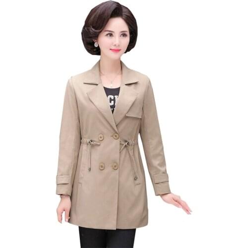High Quality Woman Trench Coat Spring Autumn Trench Coat Slim Double Breasted Womens Windbreakers Overcoat Mother Dress K217