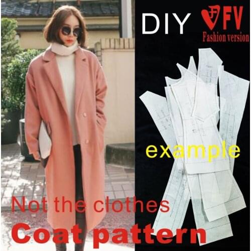 Ladies Falling Shoulder Large Lapel Mid-length Coat Pattern Coat Clothing Cutting Drawing BFY-141