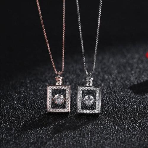 925 Sterling Silver Beating Heart Perfume Bottle Crystal Pendant Clavicle Chain Necklace For Women Wedding Party Dress Jewelry
