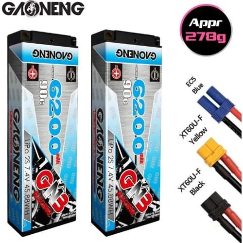 1-3pcs GNB 7.4v 6200mAh 90C PLUS LiPo Battery For Remote Control Car Racing Spare Parts With Shell Upgrade LiHV 2S Battery