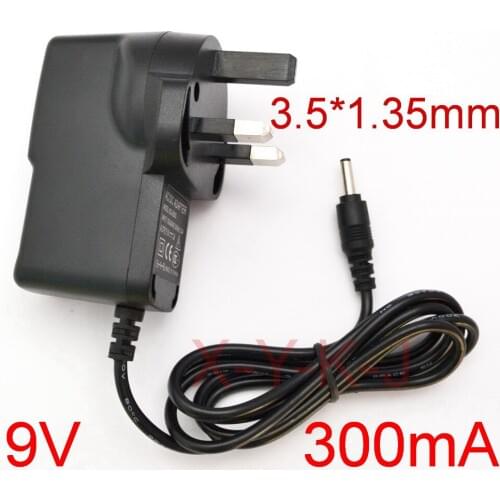 1PCS High quality AC 100V-240V Converter Switching power adapter DC 9V 300mA 0.3A Supply UK Plug DC 3.5mm x 1.35mm