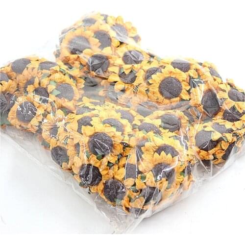100pcs/lot Sun Flower Sunflower Paper Fake Flower Birthday Wedding Card Candy Box Packaging Accessories
