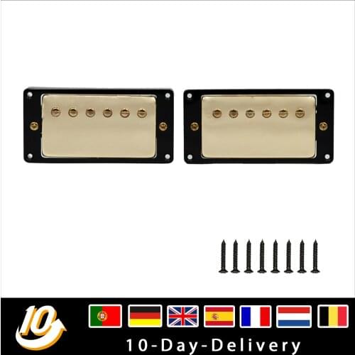 2pcs/1set Humbucker Electric Guitar Pickup Gold-plated Black Frame 50mm/52mm Neck Bridge Pickup For LP Style Guitar